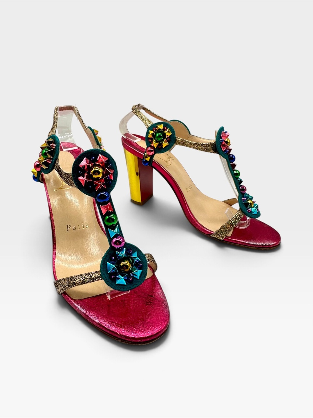 Christian Louboutin Multicolor Studded Kaleitop Heel Sandals